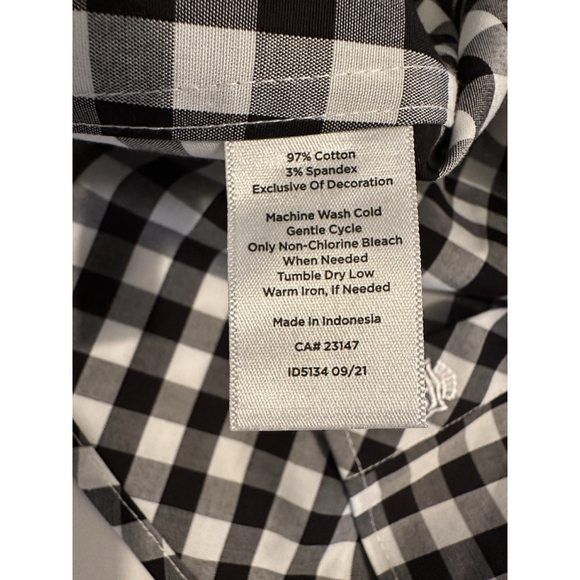 Talbots Gingham Check Button-down Blouse Womens 18W Black & White Fall Festival - Picture 9 of 17